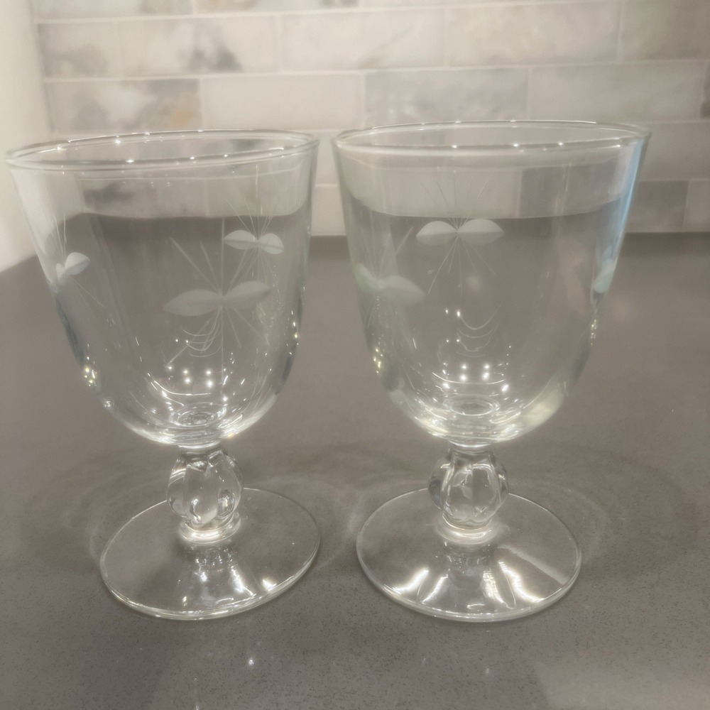 Starglow Water Goblet by Libbey Glass Company set of 2 Vintage Discontinued EUC